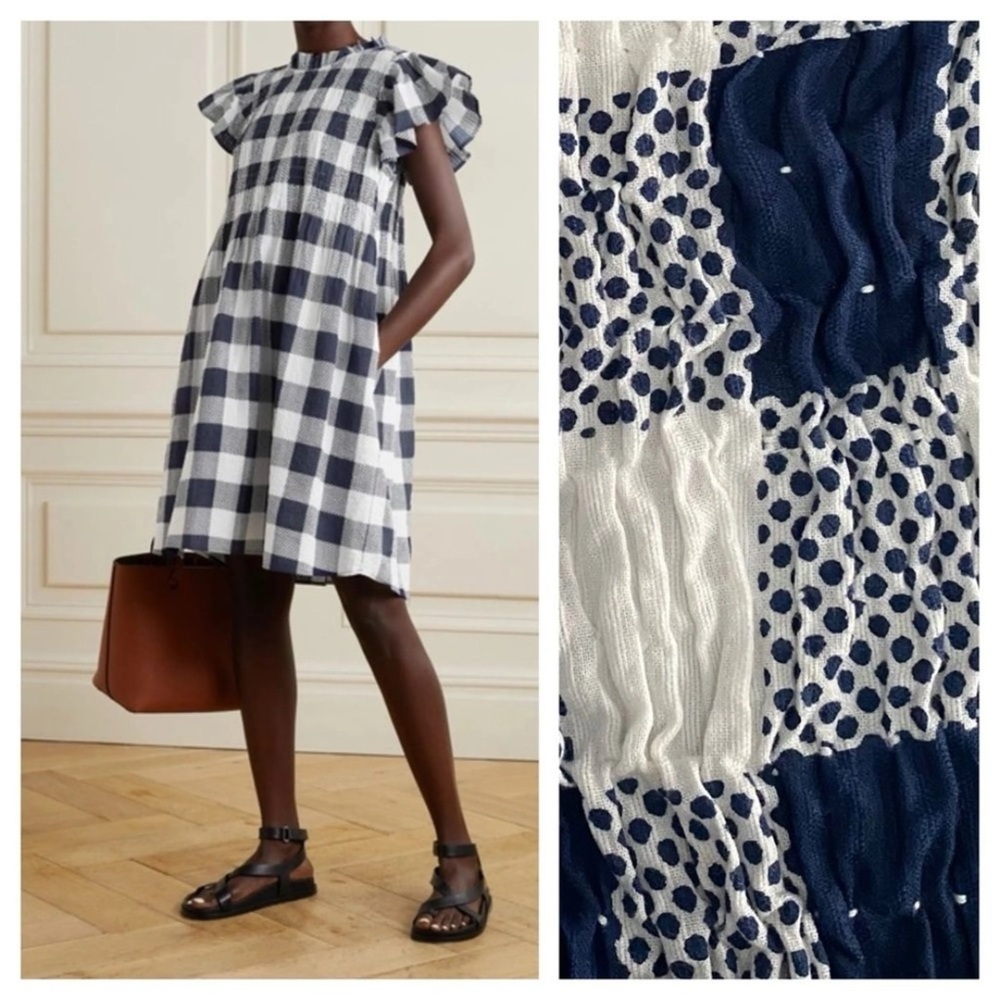 SEA NEW YORK Gingham Navy Dress